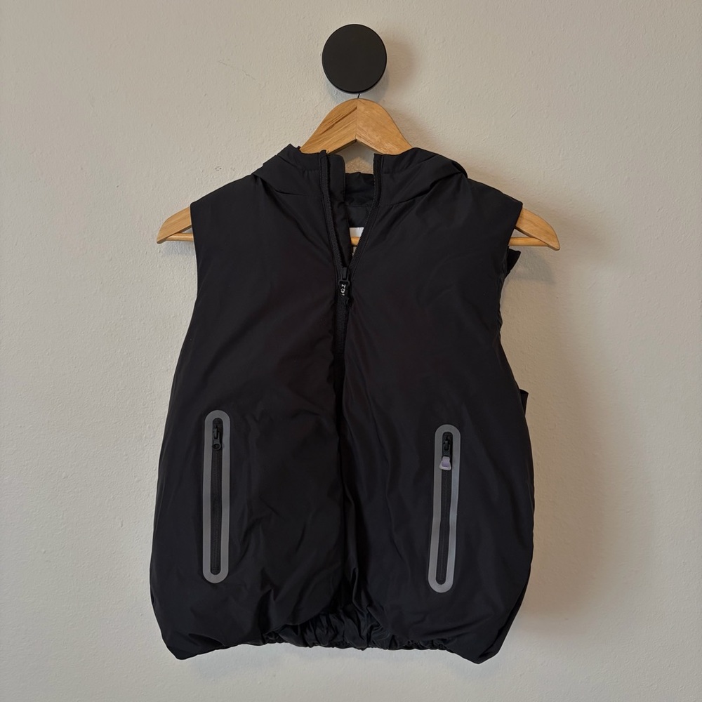 Zara Kids Black Hooded Puffer Vest Size 8-9 Zip Pockets Winter